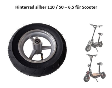 Hinterrad silber 110 / 50 - 6,5 für Scooter
